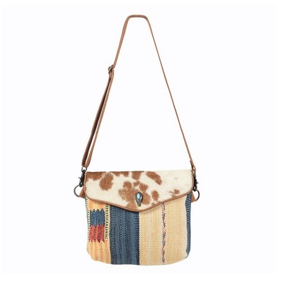 KB OHLAY KB247 Cross Body Upcycled Wool Upcycled Canvas Hair-On Genuine Leather