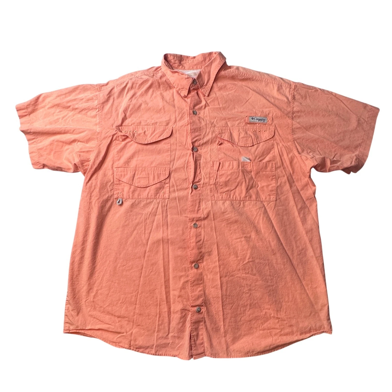 Columbia Fishing Shirt Mens XL Coral PFG Bahama Short Sleeve Ventilated 36017