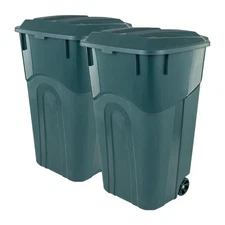 United Solutions 2 Pack 32 Gal Outdoor Garbage Can Trash Bins ECOSolution (Used)