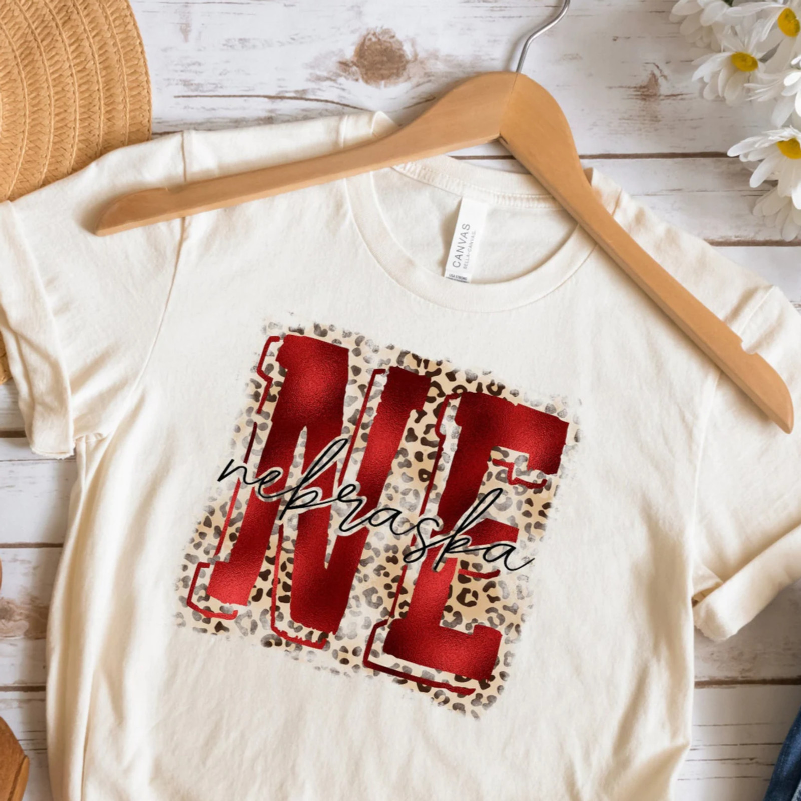 Camiseta De Estado De Leopardo De Nebraska Para Mujeres