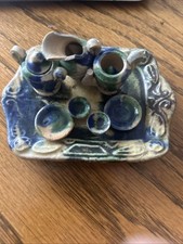 Miniature Tea Set 10 Pieces Made in Mexico 1970s Dollhouse