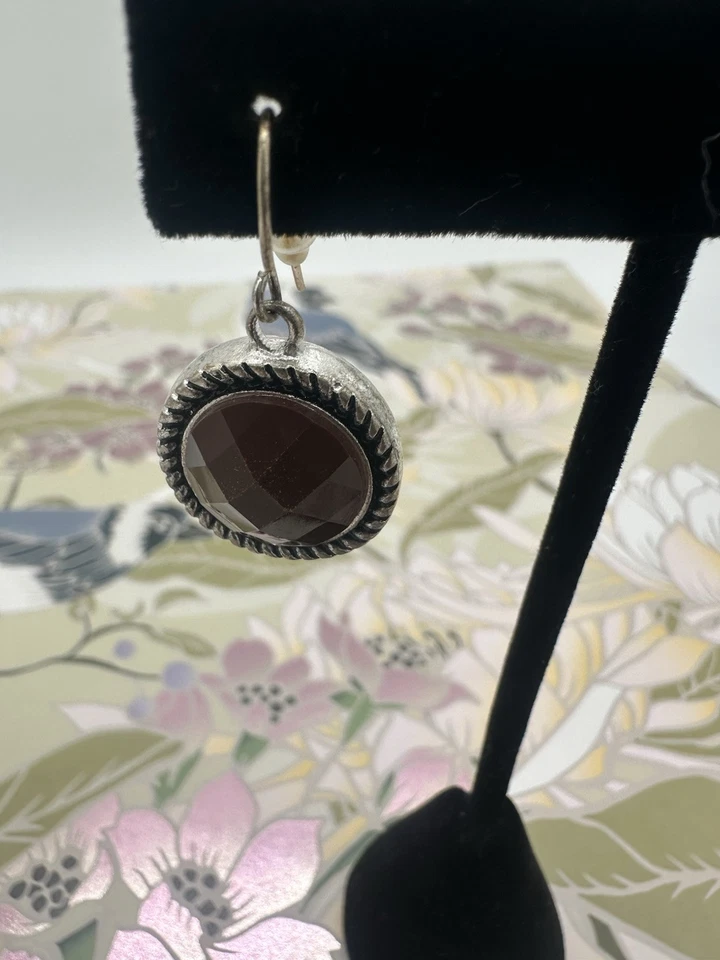 Pendientes colgantes redondos marrones marca Lucky regalo vintage mujer fiesta joyería Foto 2 de 4