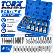 34-tlg. Torx Steckschl&uuml;ssel Set 3/8" E-Stern T10-T60 E4-E20