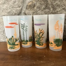 Set of 4 Blakely Oil + Gas Promo Arizona Cactus  Frosted Highball Iced tea Glass