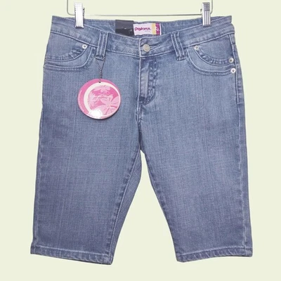 Demona Jeans Vintage Y2K Denim Bermuda Shorts Light Indigo Stitch Detail 4 NOS - Photo 1/4