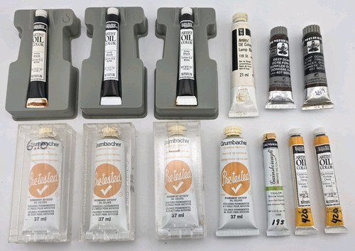 Vintage Oil Paint Lot Of 13 Tubes Liquitex Grumbacher Rembrandt Winsor & Newton