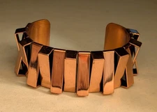 Vintage Renoir Cuff Bracelet Wide Retro Modernist Signed Copper Colored 2.5"
