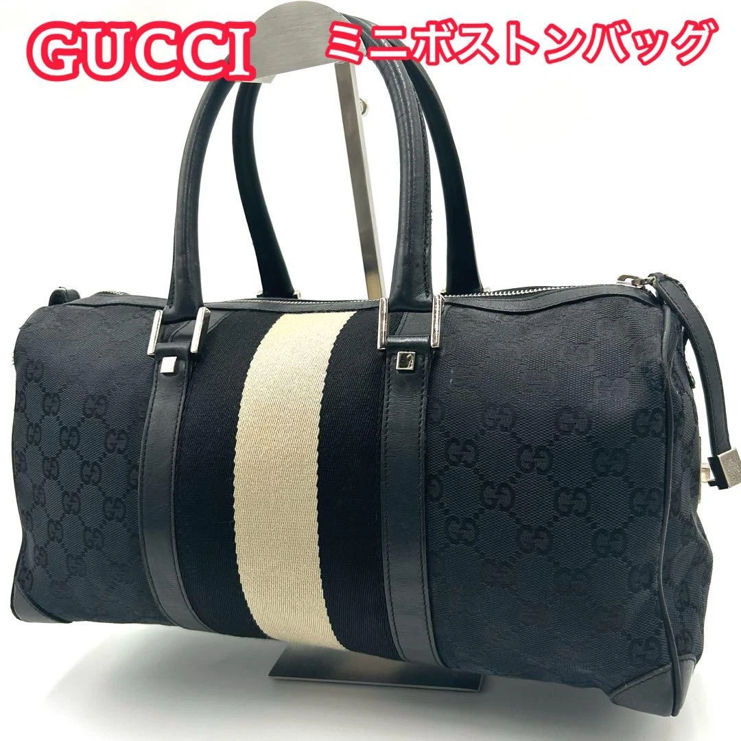 Gucci Vintage GG Tela Linea Sherry Mini Boston Borsa Chiusura Moda Dal Giappone