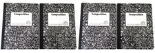 Four Wide Ruled Black Marble 100 Sheet Composition Notebooks
