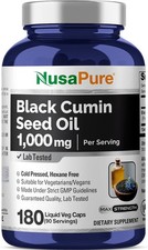 NusaPure Black Seed Oil 1,000 mg Per Serving 180 veggie Softgels Non-GMO
