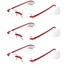 Calabria 715 Flexie 3PACK Unisex Oval Bendable Rimless Reading Glasses 3.50 Red