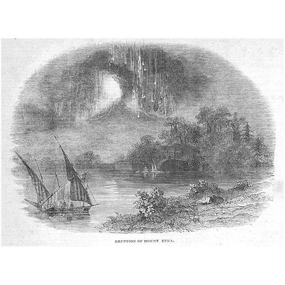 ITALIEN Ausbruch des Ätna - antiker Druck 1843