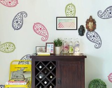 Retro Paisley Stencil Set 2pc 2 sizes Fabric Wall Painting Templates DIY Decor
