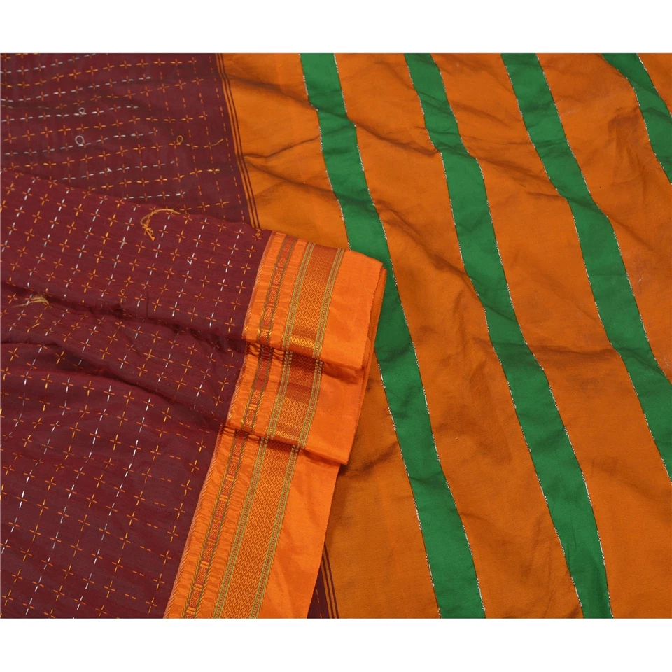 Saris vintage sánscritos arte seda bordado a mano tejido tela sari premium Foto 2 de 4