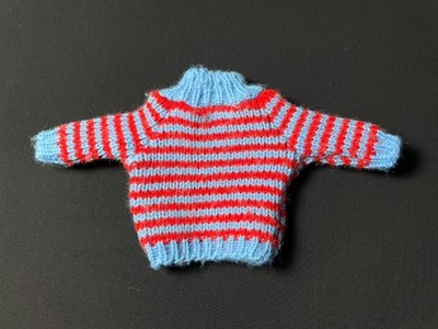 Sindy Outward Bound Pullover 1984 Strick blau rot Oberteil Pulli 43019 Fit 12'' Doll