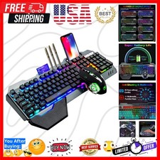 Wireless Gaming Keyboard and Mouse,RGB Backlit Rechargeable Keyboard Mouse wi...