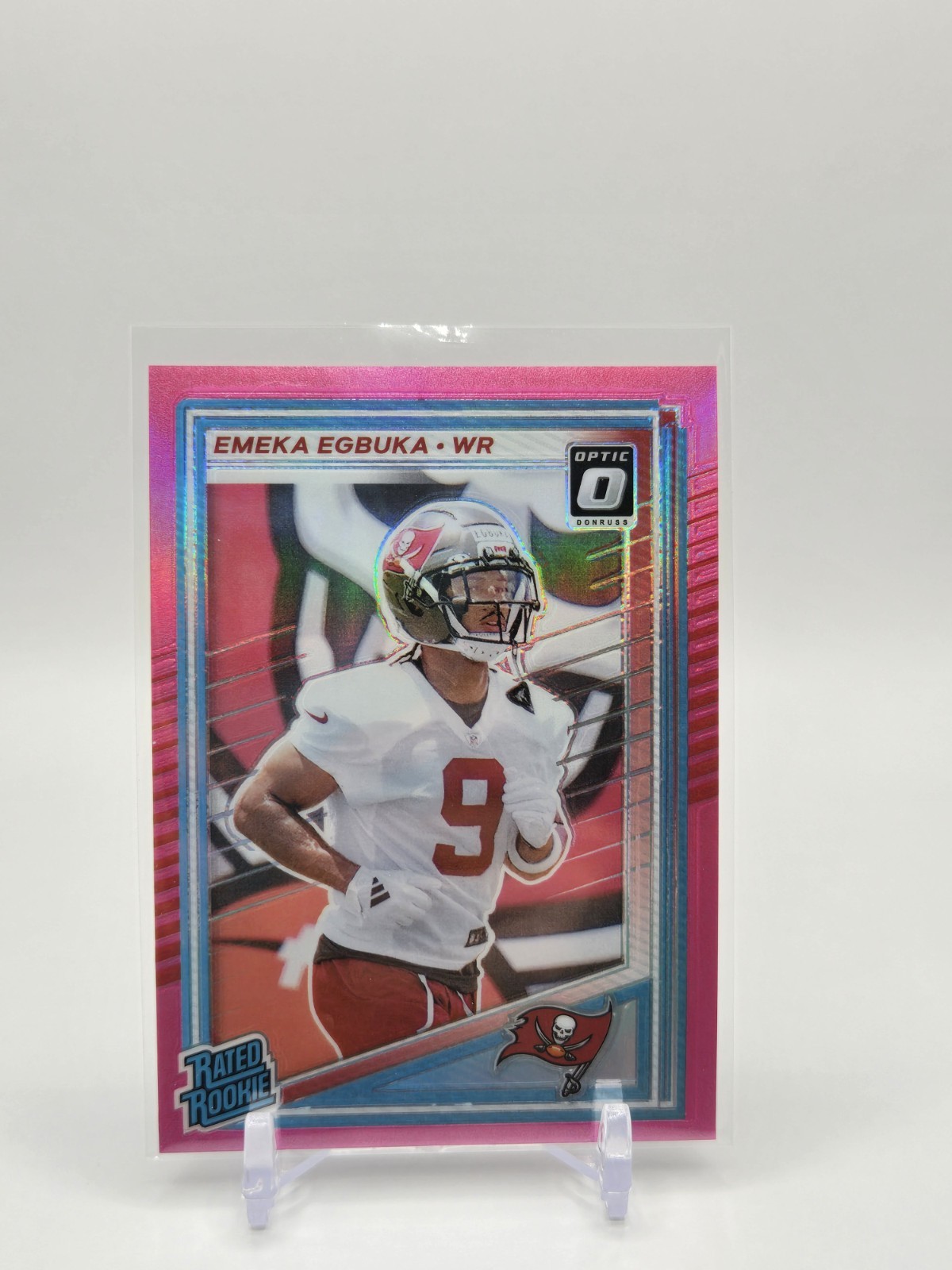 2025 Panini Donruss Rated Rookie Emeka Egbuka #375 Optic Preview Pink Prizm (RC)