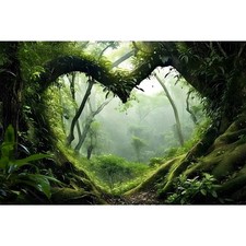 48x18 inches Polyester Tropical Rainforest Terrarium Background Stream Green ...