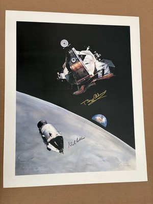 DAN WITKOFF LITHOGRAPH SIGNED BUZZ ALDRIN MICHAEL COLLINS 90/1969 APOLLO 11