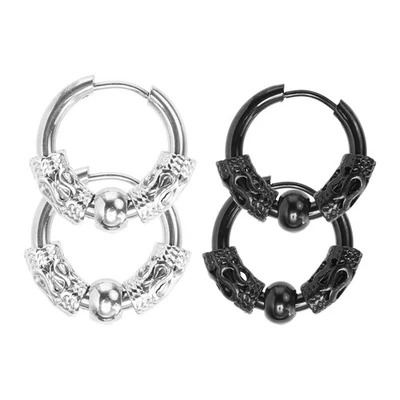 2 Pairs Boucles D'oreilles Dragon Pour Hommes En Acier Inoxydable Métal - Photo 1/4