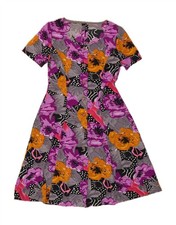 VINTAGE Womens A-Line Dress UK 12 Medium Multicoloured Floral U109