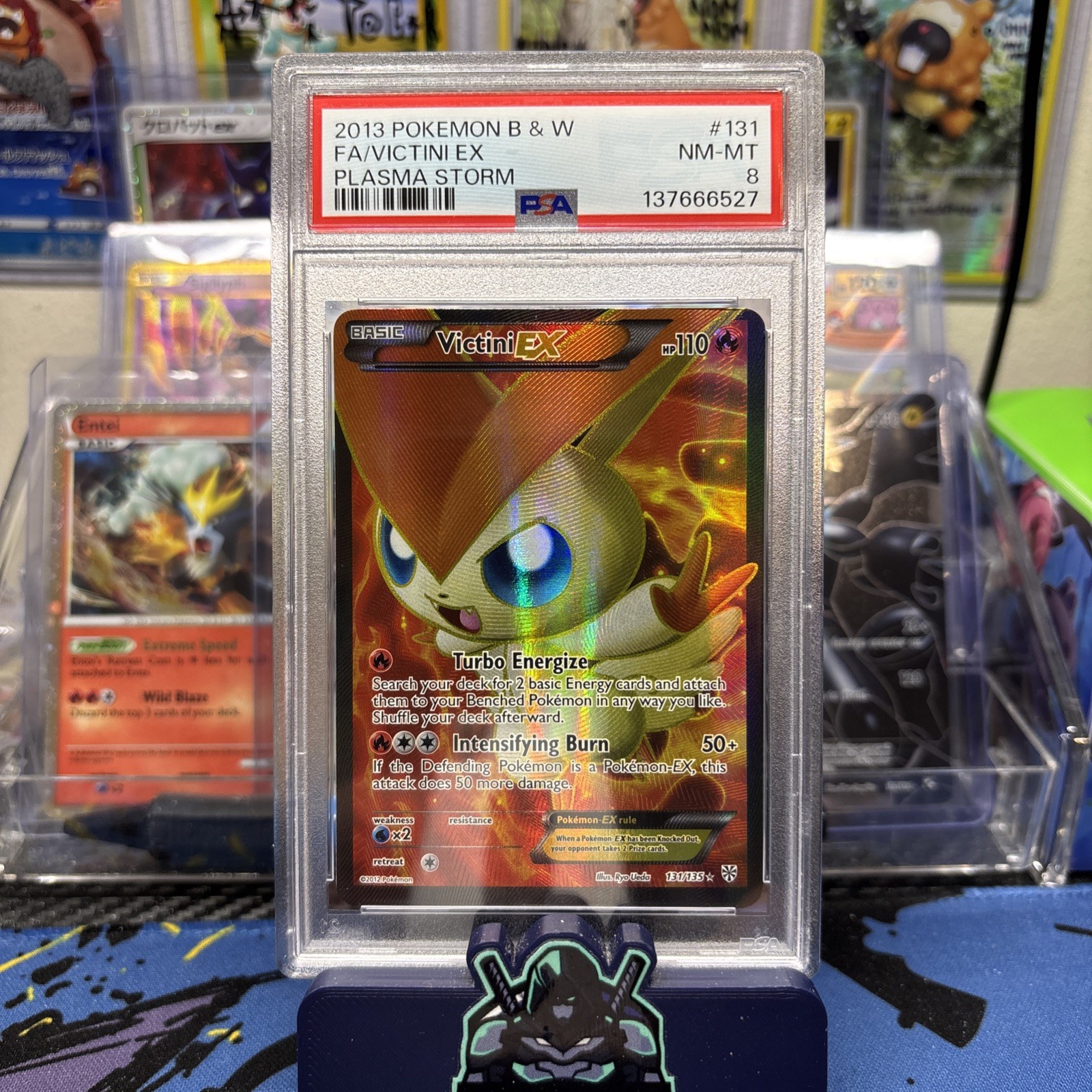 POKEMON 2013 B&W VICTINI EX (131 FULL ART) 131/135 PLASMA STORM HOLO PSA 8