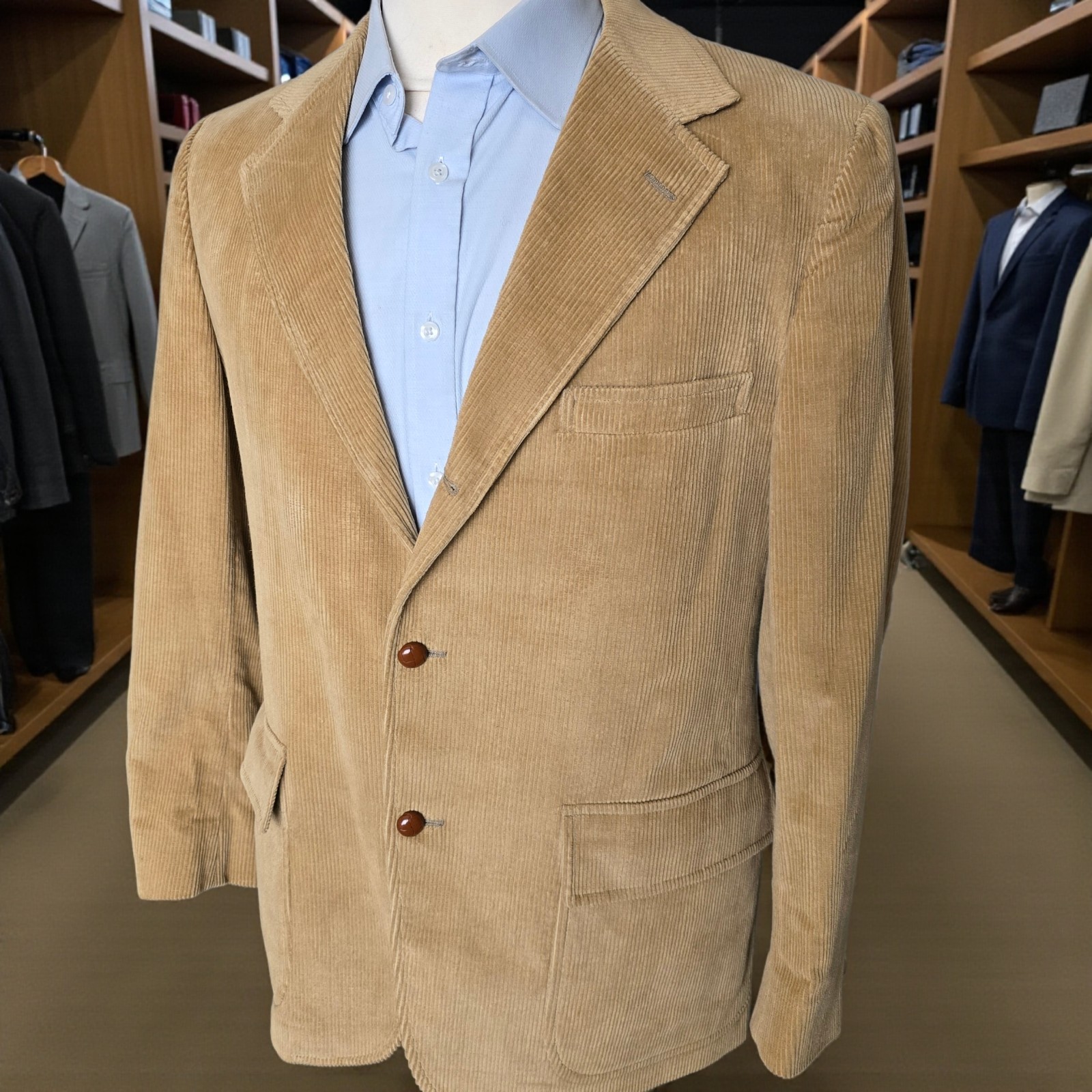 Vtg Corduroy Blazer 42r Three Roll Two Patch Pocket Gordon Of Philadelphia 60s