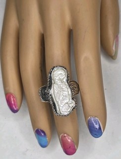 Sterling Silver Sarda Bali Ring .925 With Mop 10.2G Sz 11