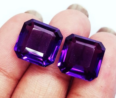 Natürlicher Amethyst (Paar) Violate Violet 10-12 Ct Oktagon Lose Edelsteine