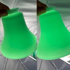 Vtg Pair Seafoam Green Glass Lamp Shades Art Deco MCM Globe 2 1/4" Jadeite Color