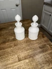 Set Of 2 Vintage Westmoreland English Hobnail White Milk Glass Perfume Bottles