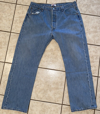 VINTAGE Levis 501 Denim Jeans Straight Leg Button Fly 36x31 Blue