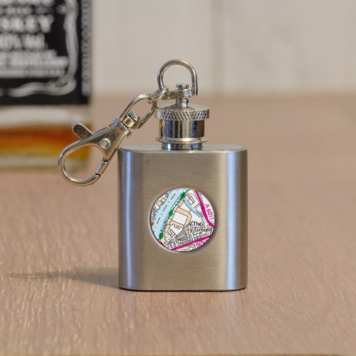 Football Ground Stadium S/Steel Mini Pocket 1oz Hip Flask Keyring Fan Gift - Picture 26 of 34