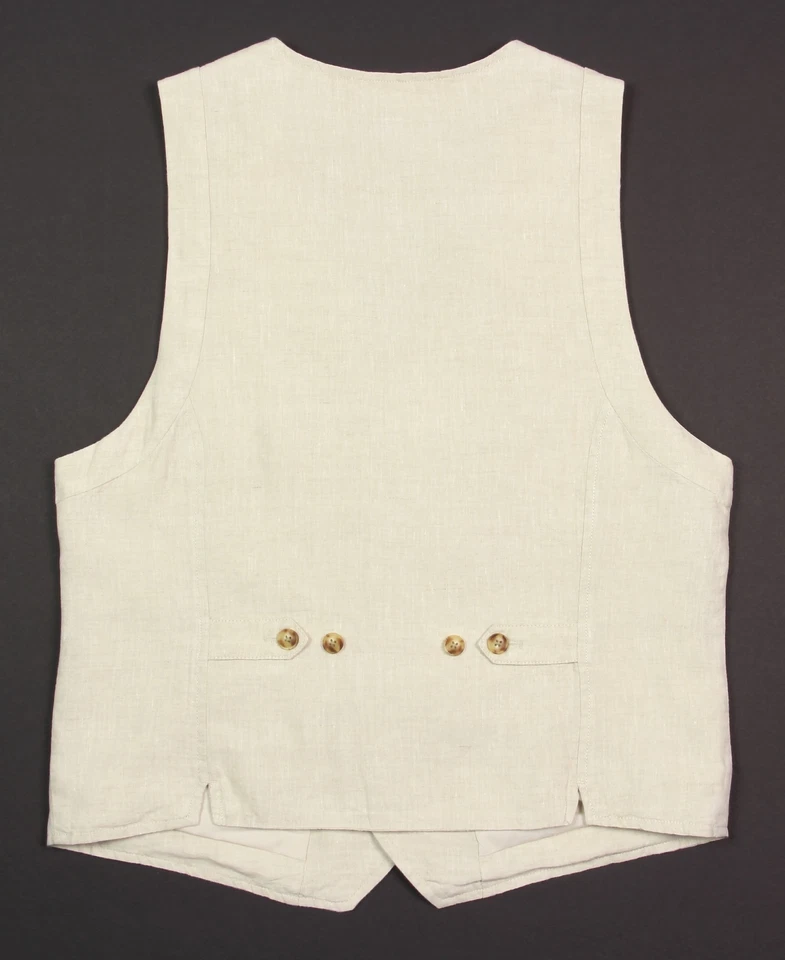 Men's PERRY ELLIS Khaki Natural / Light Tan Linen Vest Small S NEW NWT Nice! - Image 4 of 4