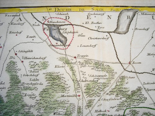 `Brandenburg Gruna Zossen Baruth Gruna Landkarte Kupferstich Le Rouge 1757 - Picture 4 of 4