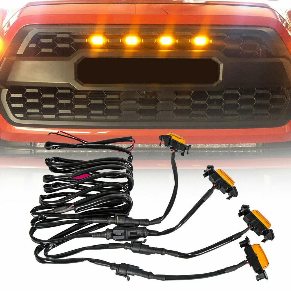 Set 4pcs Grille Led Amber Lights Light For Toyota Tacoma TRD Pro 2016-2020