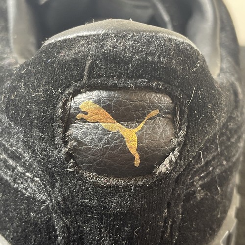Y2K Women Puma Black Velvet Ribbon Lace & Gold Logo Size 10. - Picture 15 of 19