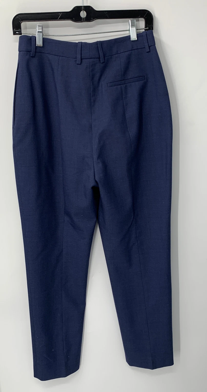 Alexander Mcqueen pantaloni eleganti donna blu navy lana piatto davanti tg 44
