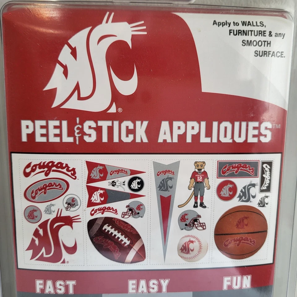 NCAA Washington State Cougars Peel & Stick Wall Graphics 20 Reusable Removable - Image 3 of 4
