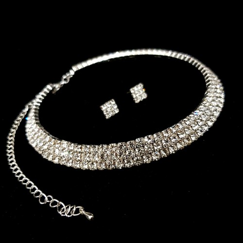 Mode Indien Bijoux Cristal Collier Boucles D'Oreilles Mariage Jeux Pour