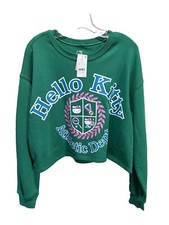 Hello Kitty By Sanrio Long Sleeve Crop Sweatshirt Green/Blue/Pink Size XL NWT