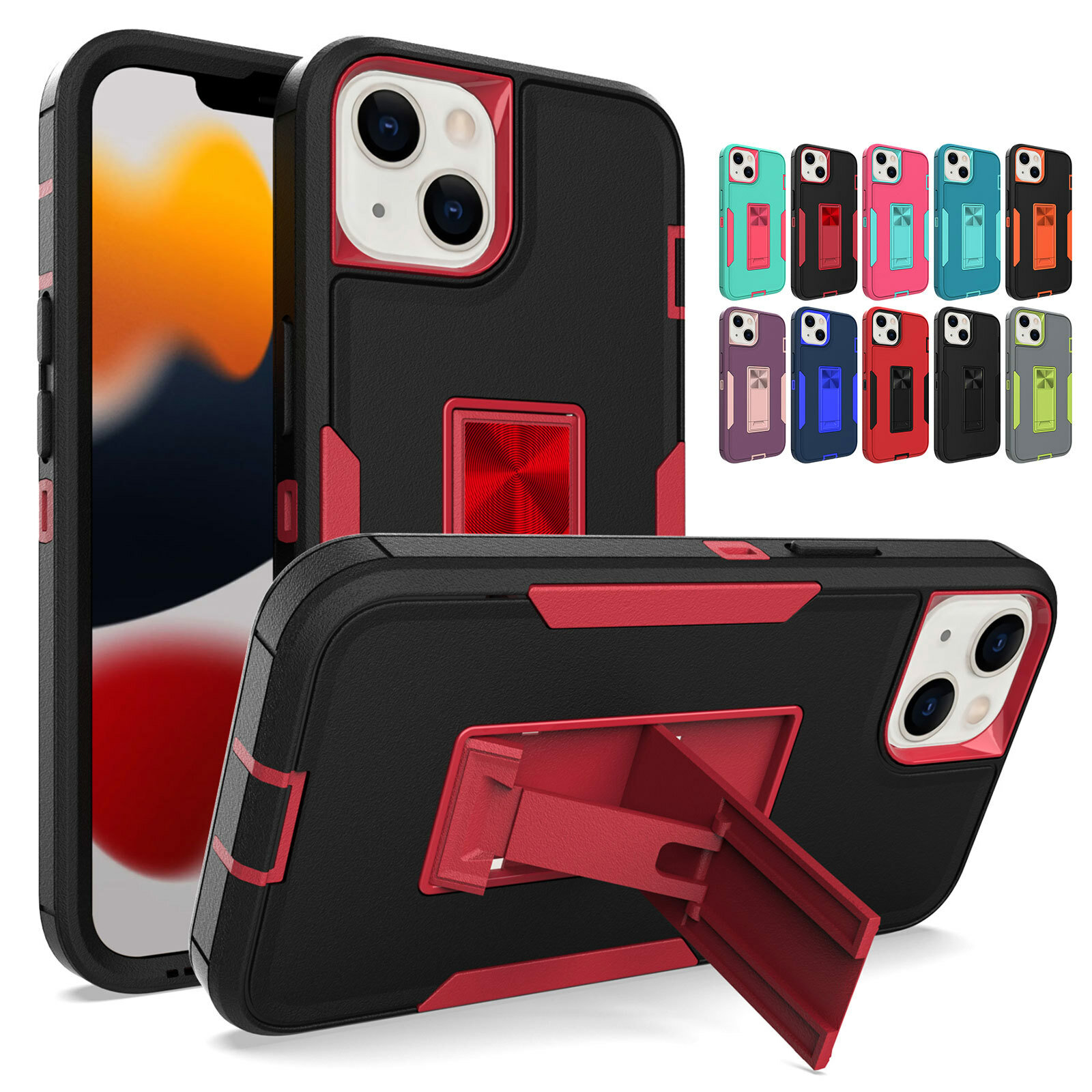 Hybrid Kickstand Holder PC Kids Back Case For iPhone 15 14 13 12 11 Pro Max