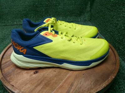 Hoka One One Mens Zinal Trail Running Shoe Evening Blue Coral Yellow Size 10.5 D
