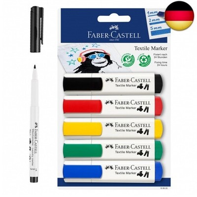 Faber-Castell 205066 - Textilmarker Set für helle Stoffe, Stoffmalstifte in 5 