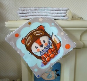 1 Lingette Demaquillante Lavable Bebe Eponge De Bambou Renard Aviateur Ebay