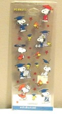 Hallmark Peanuts Snoopy  Woodstock Graduation Sticker Sheet, 14 Stickers New