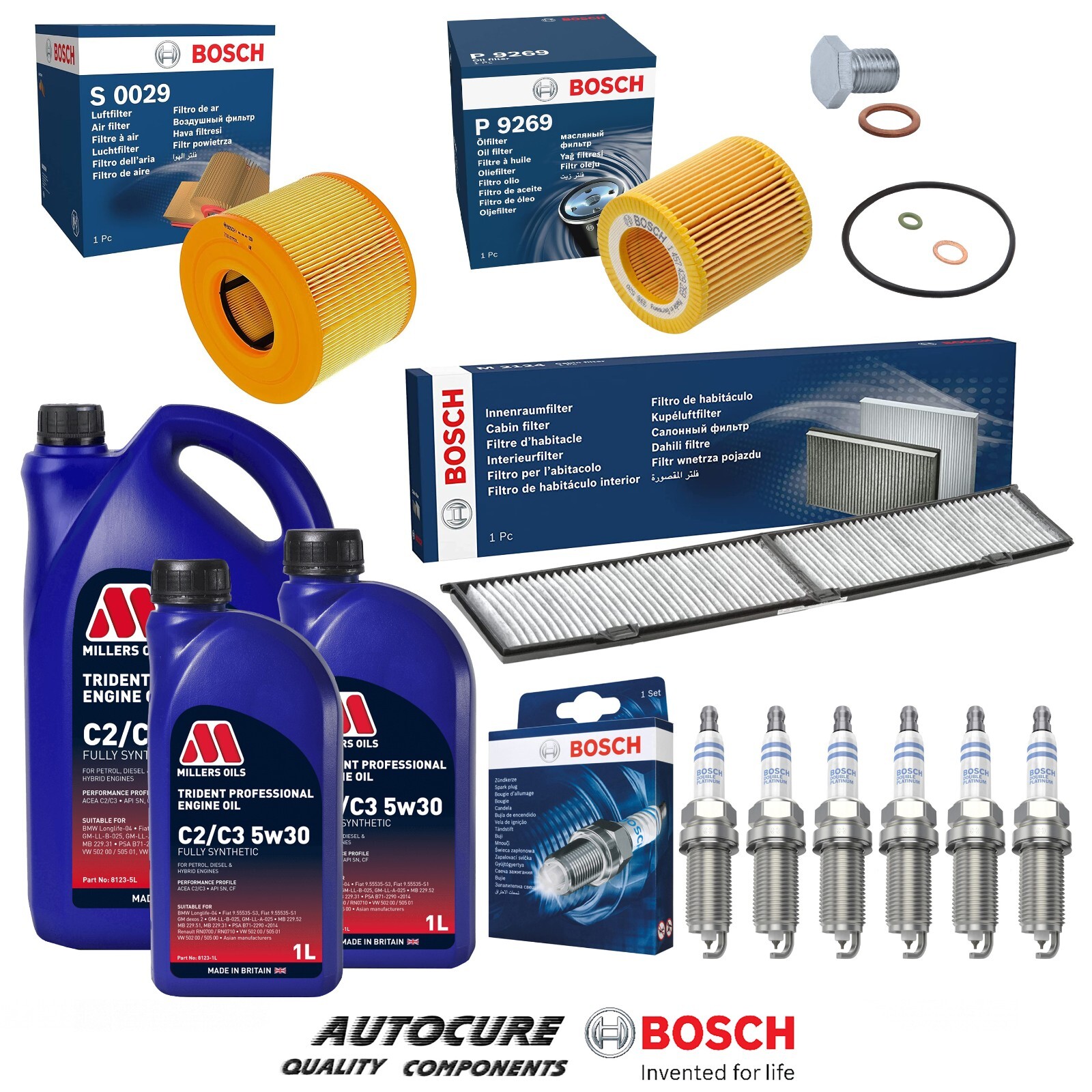 FOR BMW 3 SERIES 330i E90 2005-2008 BOSCH FILTER SERVICE KIT SPARK ...