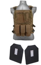 Tactical Scorpion Body Armor Wildcat Carrier + Level IIIA Hard Plates  Coyote