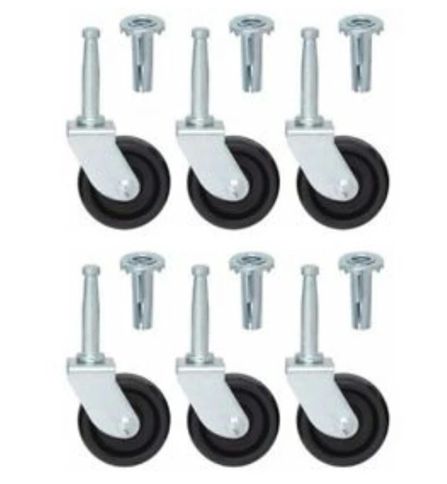 6 x Swivel Castor Wheels Feet With Inserts- For Divan Bed Base Sofa Settee Chair