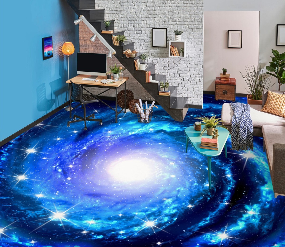 3D Blue Stars SKE1271 Floor WallPaper Print Decal Epoxy Floor Deco